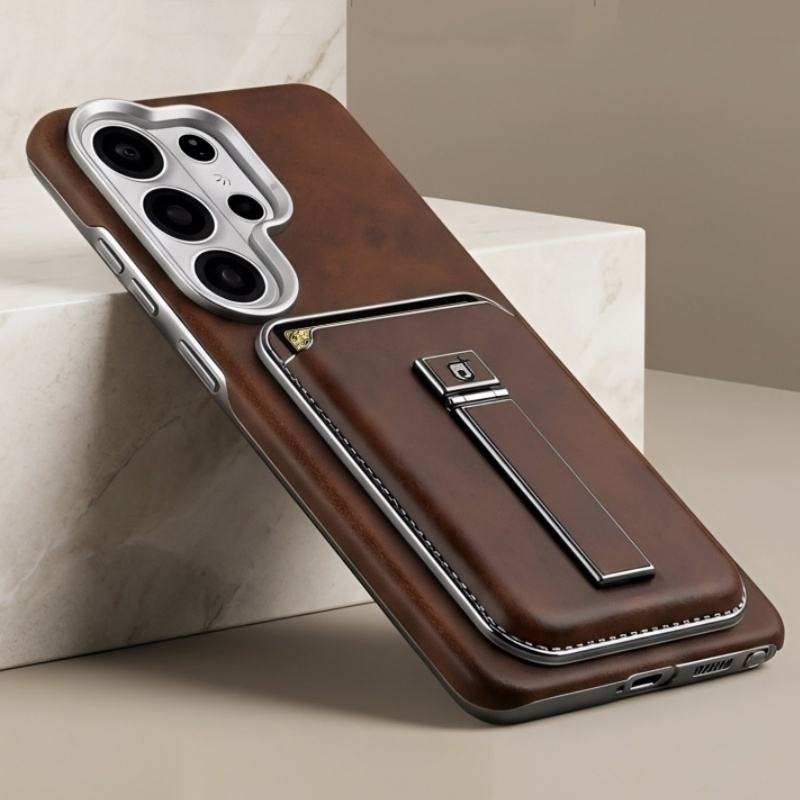 (#688) 고온 도금 마그네틱 PU 가죽 지갑형 휴대폰 케이스, Samsung S26 S23 S24 S25 Ultra용 카드 홀더 스탠드 포함 보호 커버